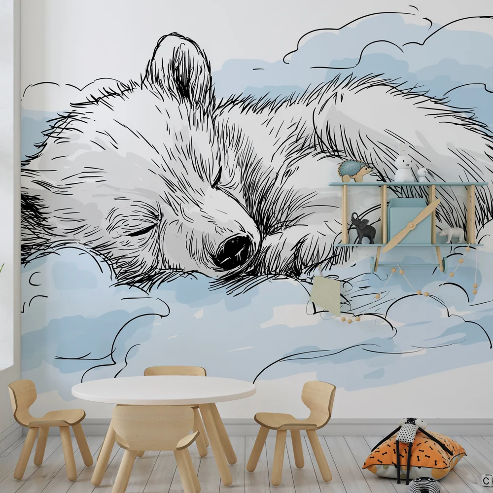 Papel de parede quarto bebê | Спящ мечурест мечка
