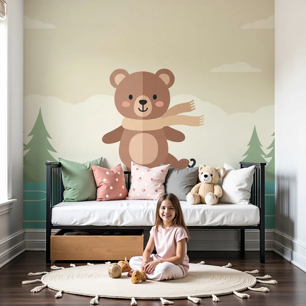Papel de parede quarto bebê | Мечка кънкар на лед