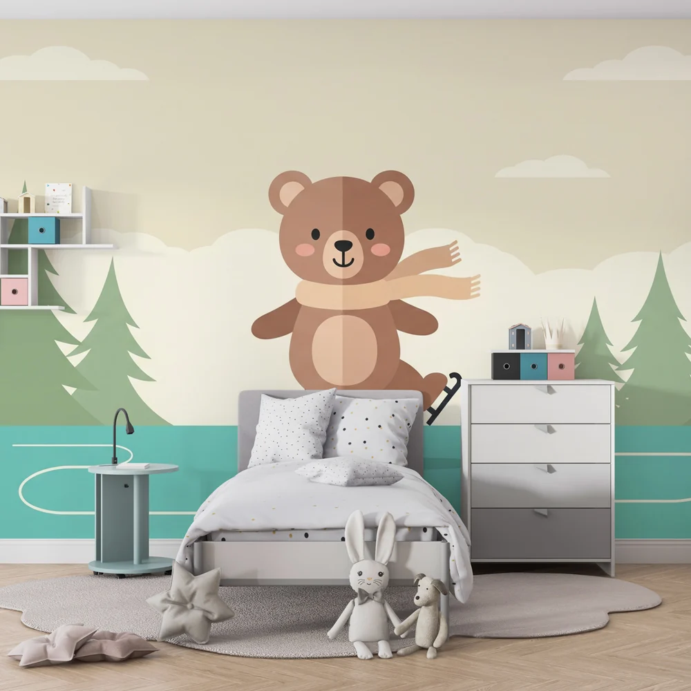 Papel de parede quarto bebê | Мечка кънкар на лед