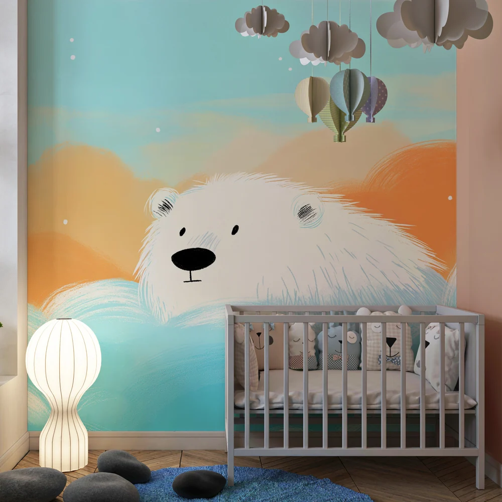 Papel de parede quarto bebê | Полярен мечка излиза от облаците