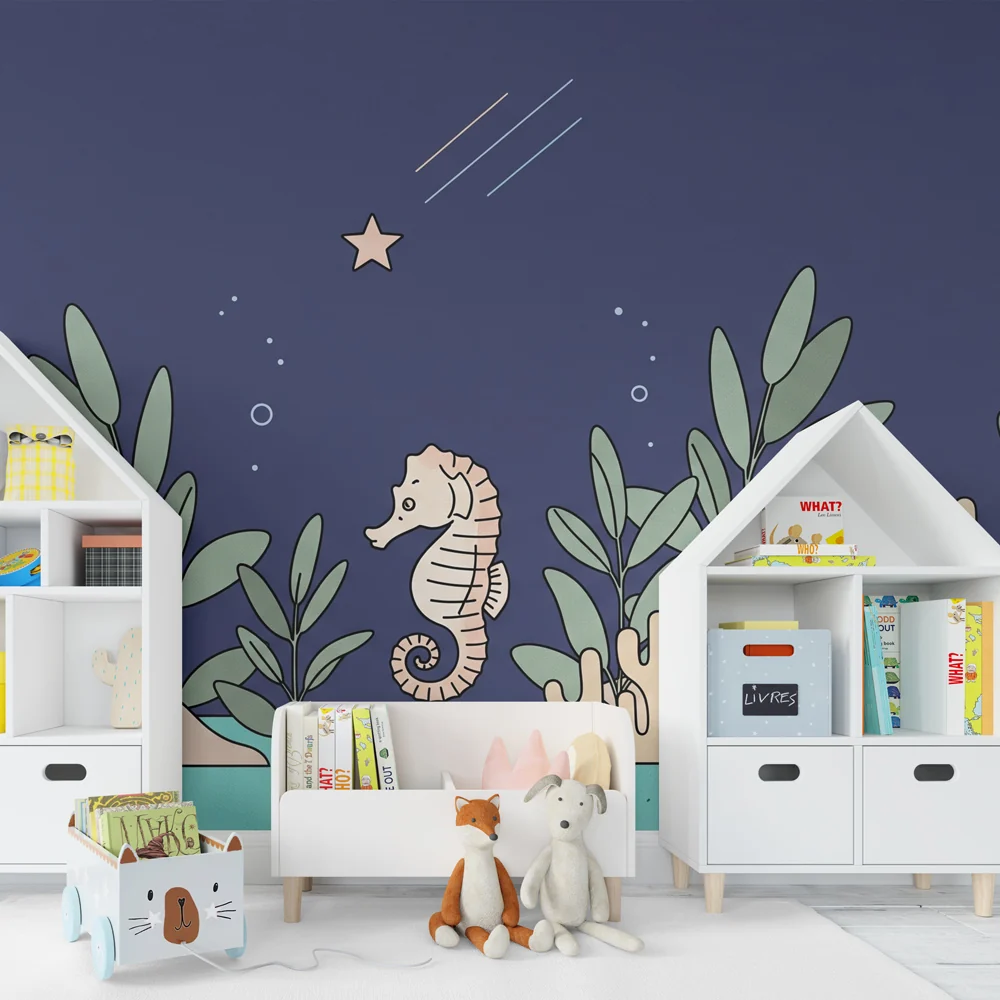 Papel de parede quarto bebê | Морска конска риба и цветен корал
