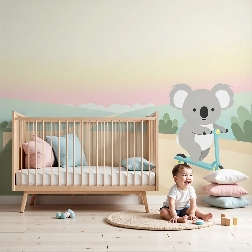 Papel de parede quarto bebê | Симпатична кола на триколка