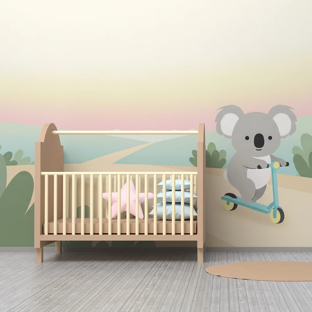 Papel de parede quarto bebê | Симпатична кола на триколка
