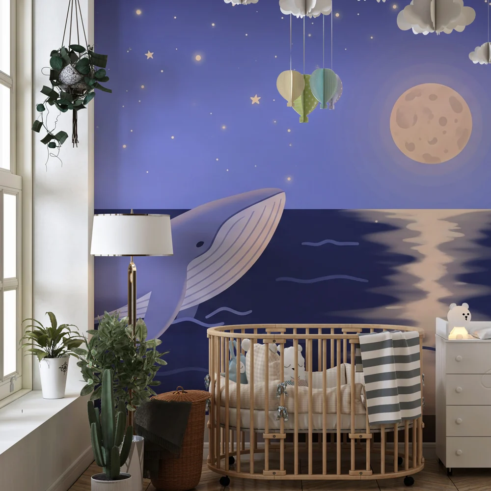 Papel de parede quarto bebê | Кит под звездите
