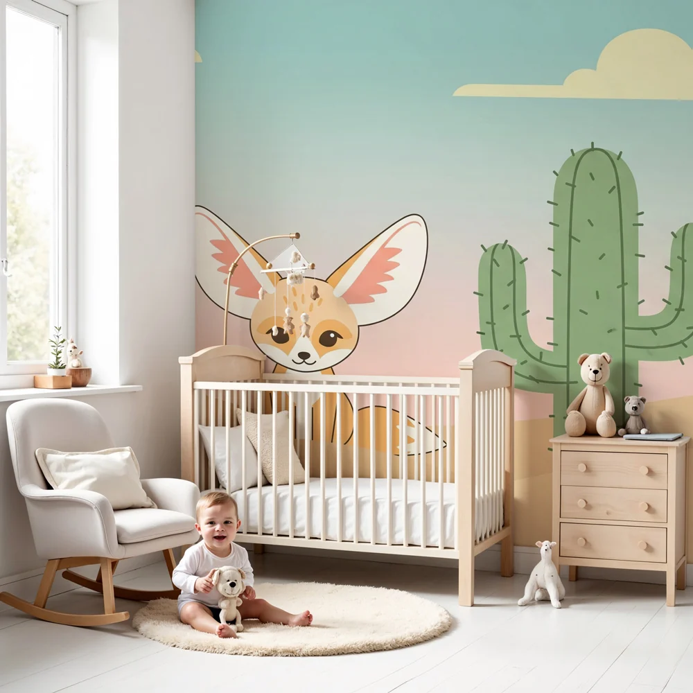Papel de parede quarto bebê | Чаровна лисица в пустинята