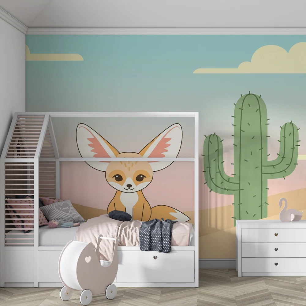 Papel de parede quarto bebê | Чаровна лисица в пустинята