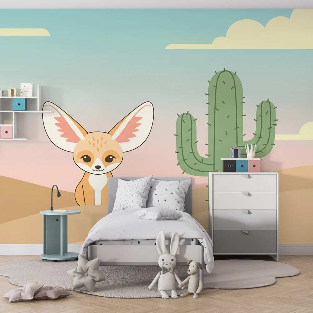 Papel de parede quarto bebê | Чаровна лисица в пустинята