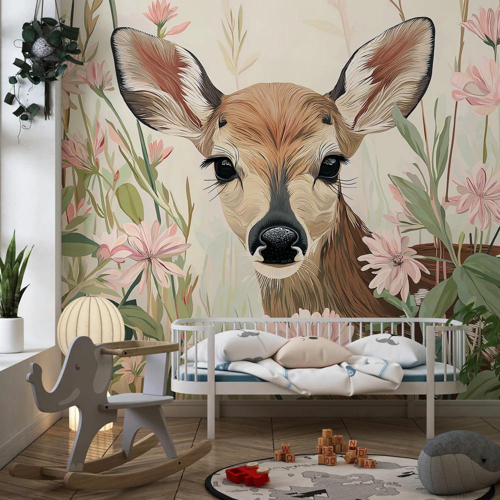 Papel de parede quarto bebê | Обичана еленска сърце на цветята