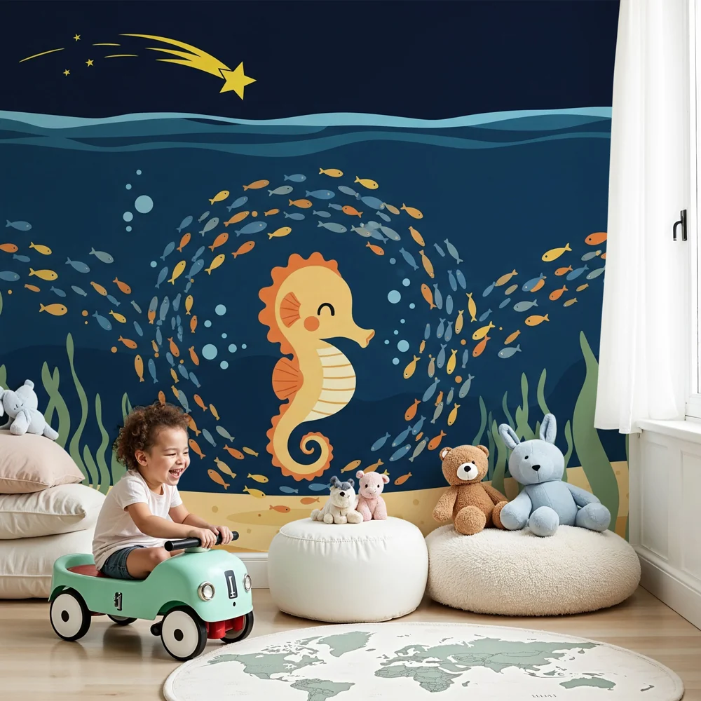 Papel de parede quarto bebê | Весела морска кончета и техният аквариумен балет