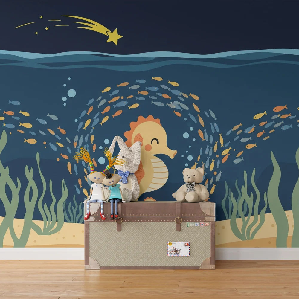 Papel de parede quarto bebê | Весела морска кончета и техният аквариумен балет