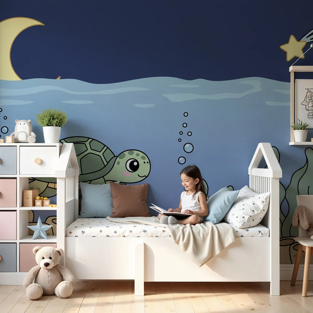 Papel de parede quarto bebê | Гмуркане с морска костенурка и октопод