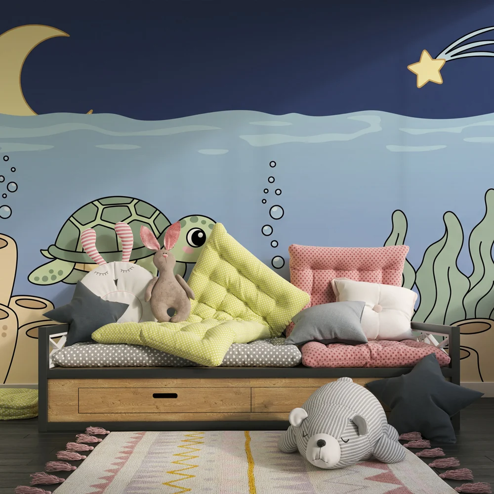 Papel de parede quarto bebê | Гмуркане с морска костенурка и октопод