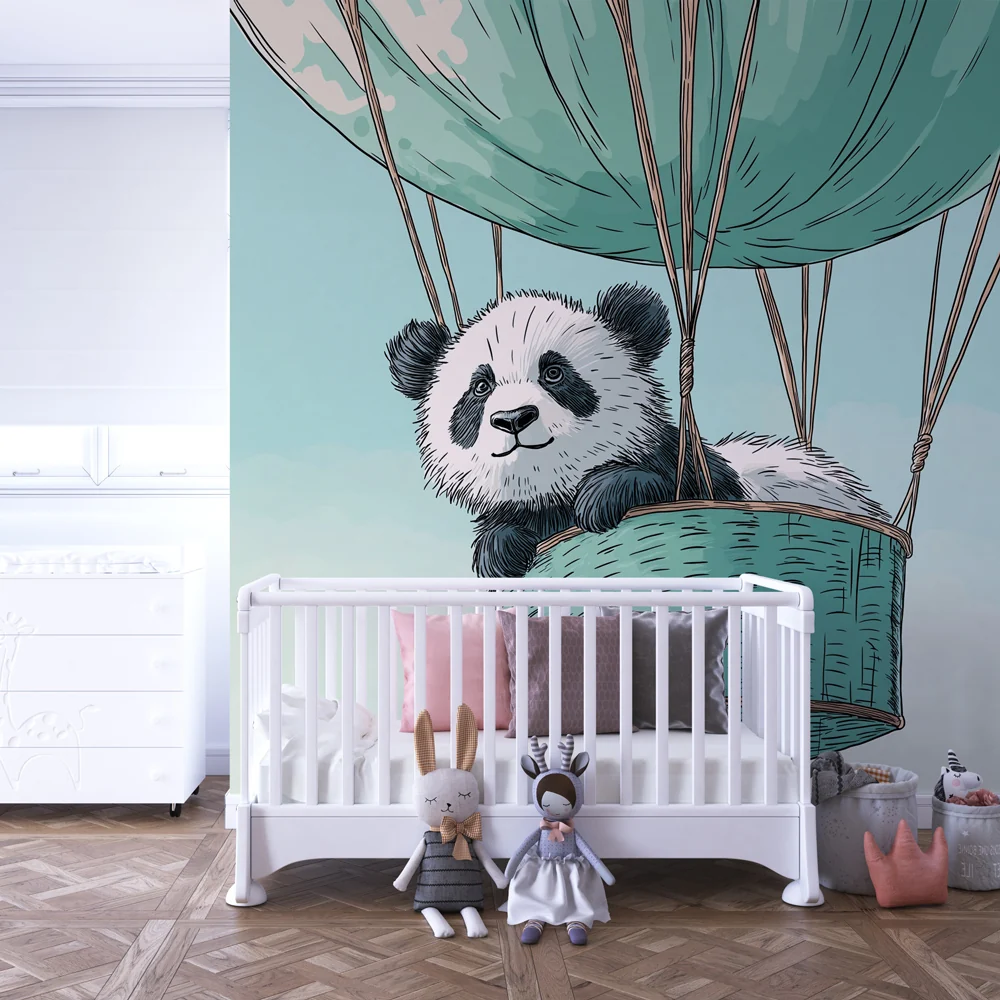Papel de parede quarto bebê | Панда в горещ балон