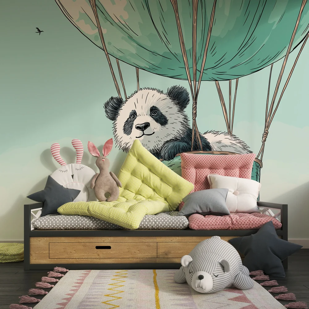 Papel de parede quarto bebê | Панда в горещ балон