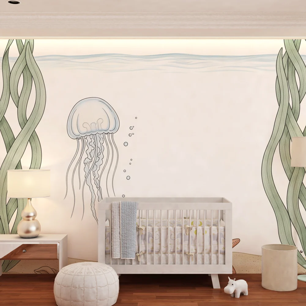 Papel de parede quarto bebê | Гмуркане се с медузи и морски звезди