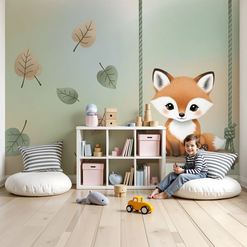 Papel de parede quarto bebê | Малък лисица на люлка