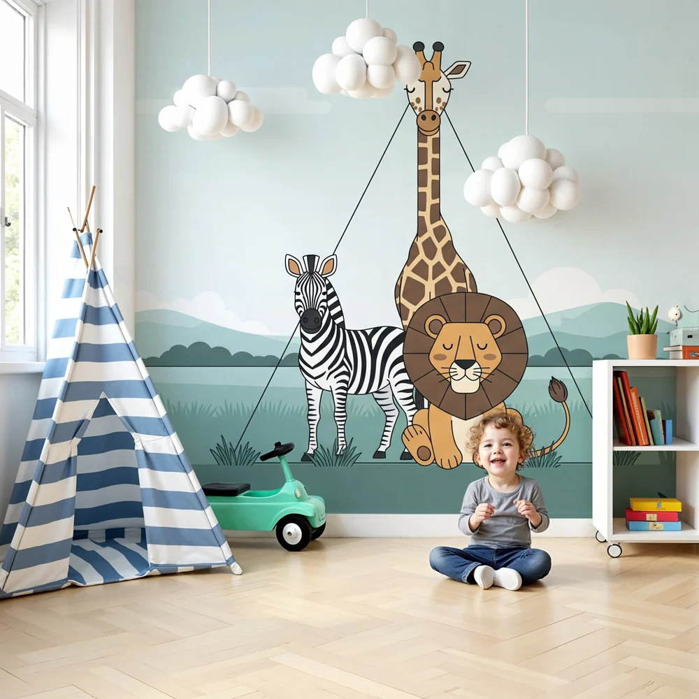 Papel de parede quarto bebê | Покойни животни от саваната