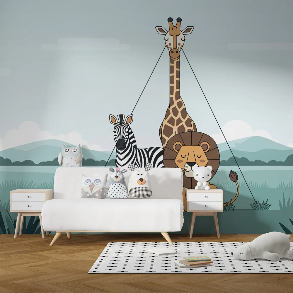 Papel de parede quarto bebê | Покойни животни от саваната