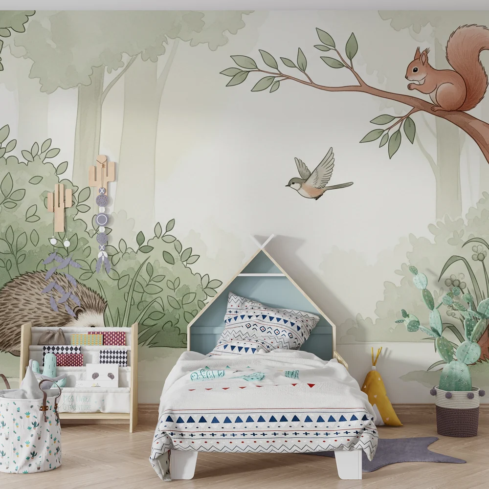 Papel de parede quarto bebê | Вълшебна фауна в гората