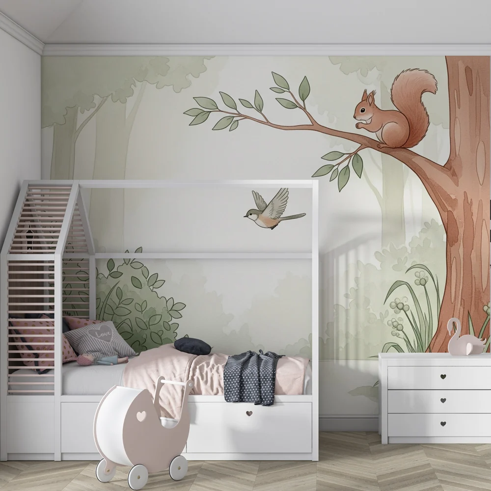 Papel de parede quarto bebê | Вълшебна фауна в гората