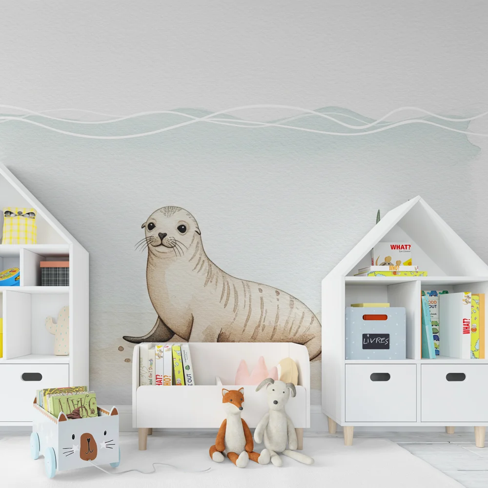 Papel de parede quarto bebê | Симпатичен тюлен под водата