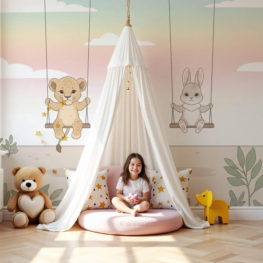 Papel de parede quarto bebê | Лъвче и заек на люлки