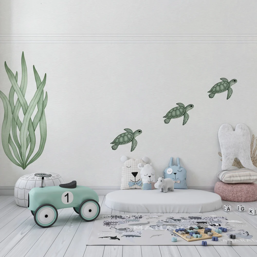 Papel de parede quarto bebê | Морски костенурки и морски треви