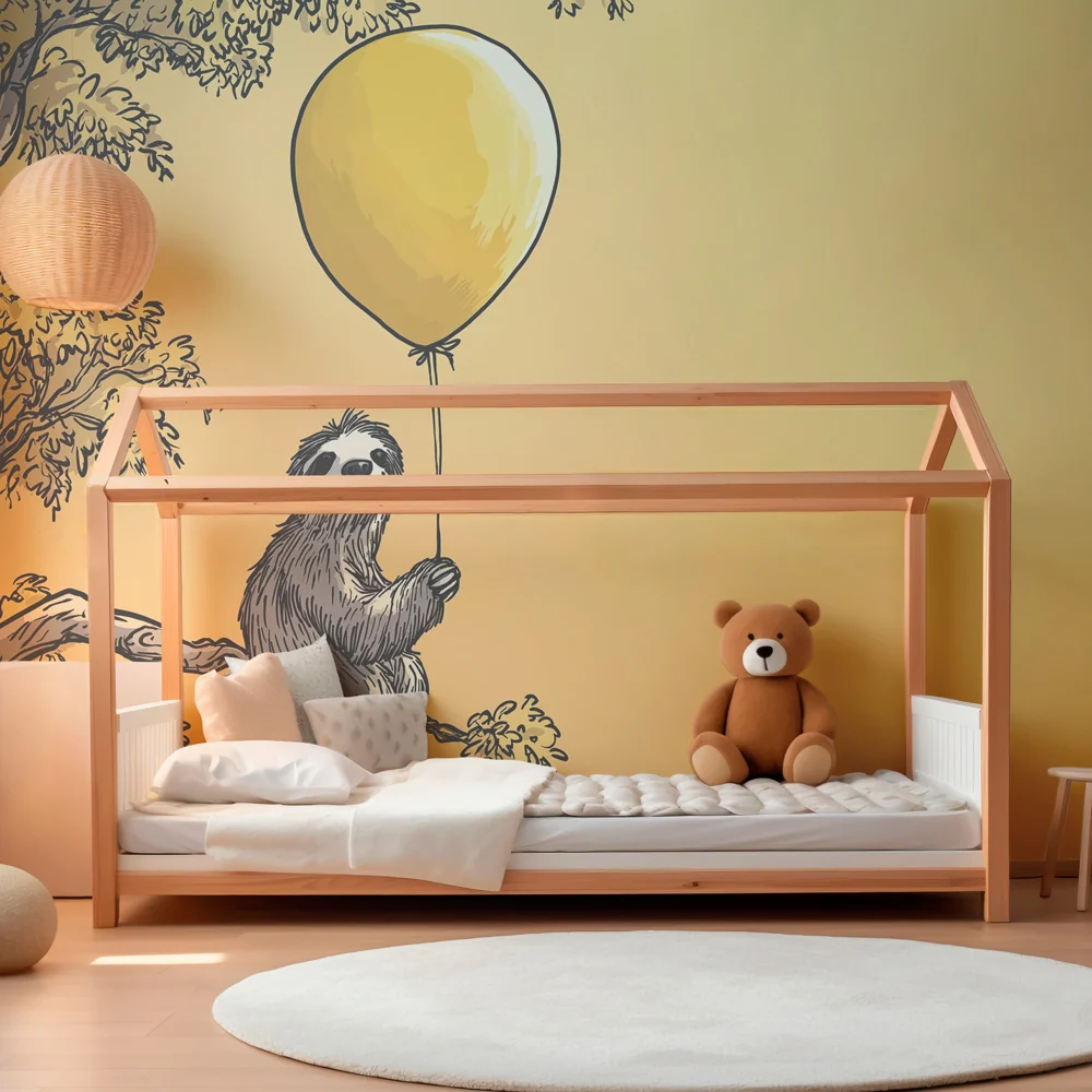 Papel de parede quarto bebê | Ленивец с жълт балон