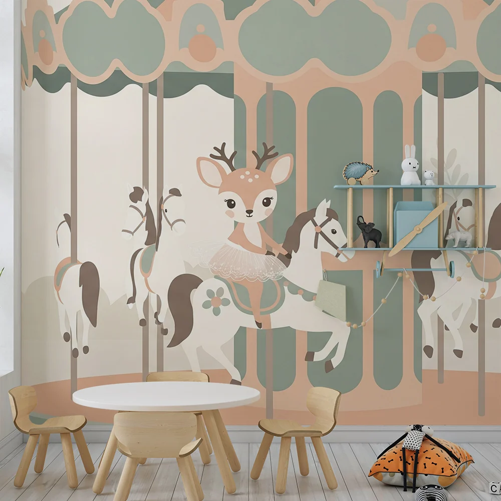 Papel de parede quarto bebê | Bailarina e carrossel encantador