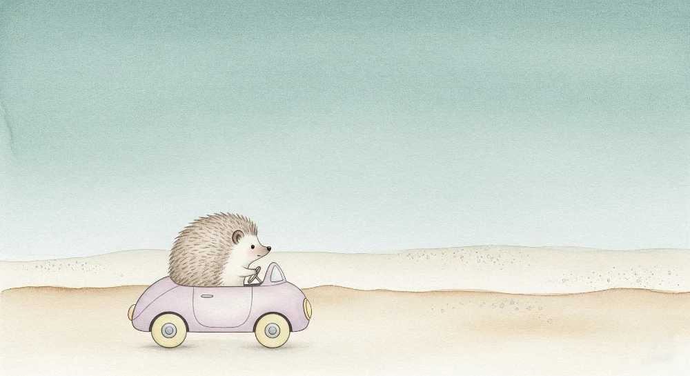 Papel de parede quarto bebê | Bonito ouriço em um carro