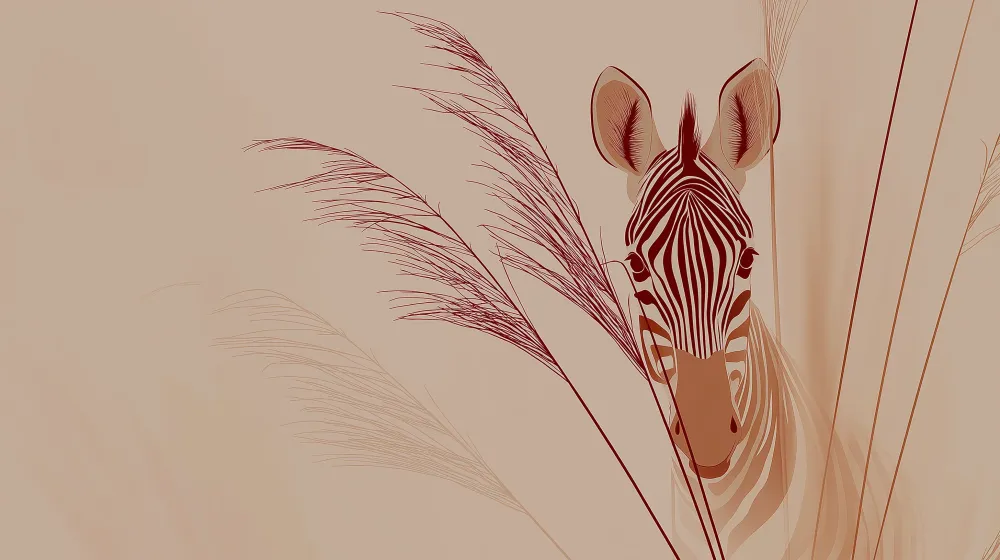 Papel de parede quarto bebê | Delicada abordagem de uma zebra e ervas suaves