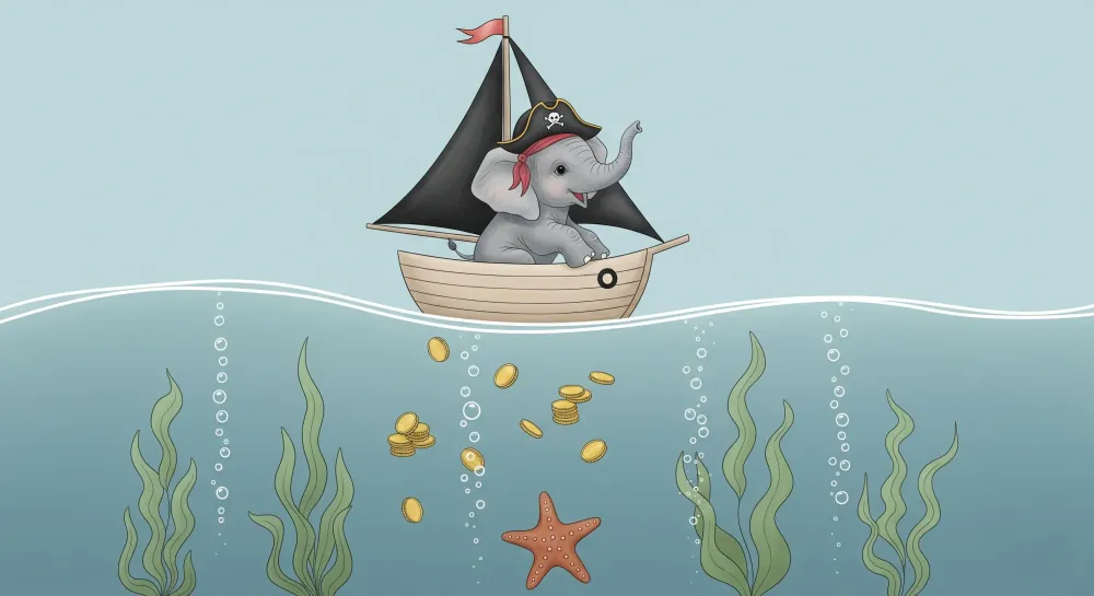 Papel de parede quarto bebê | Elefante pirata nos mares
