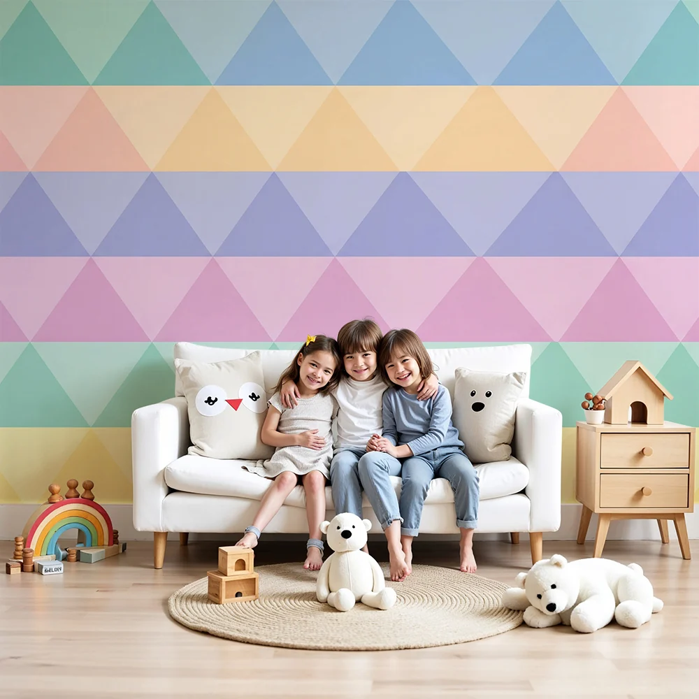 Papel de parede quarto bebê | Geométrico com triângulos