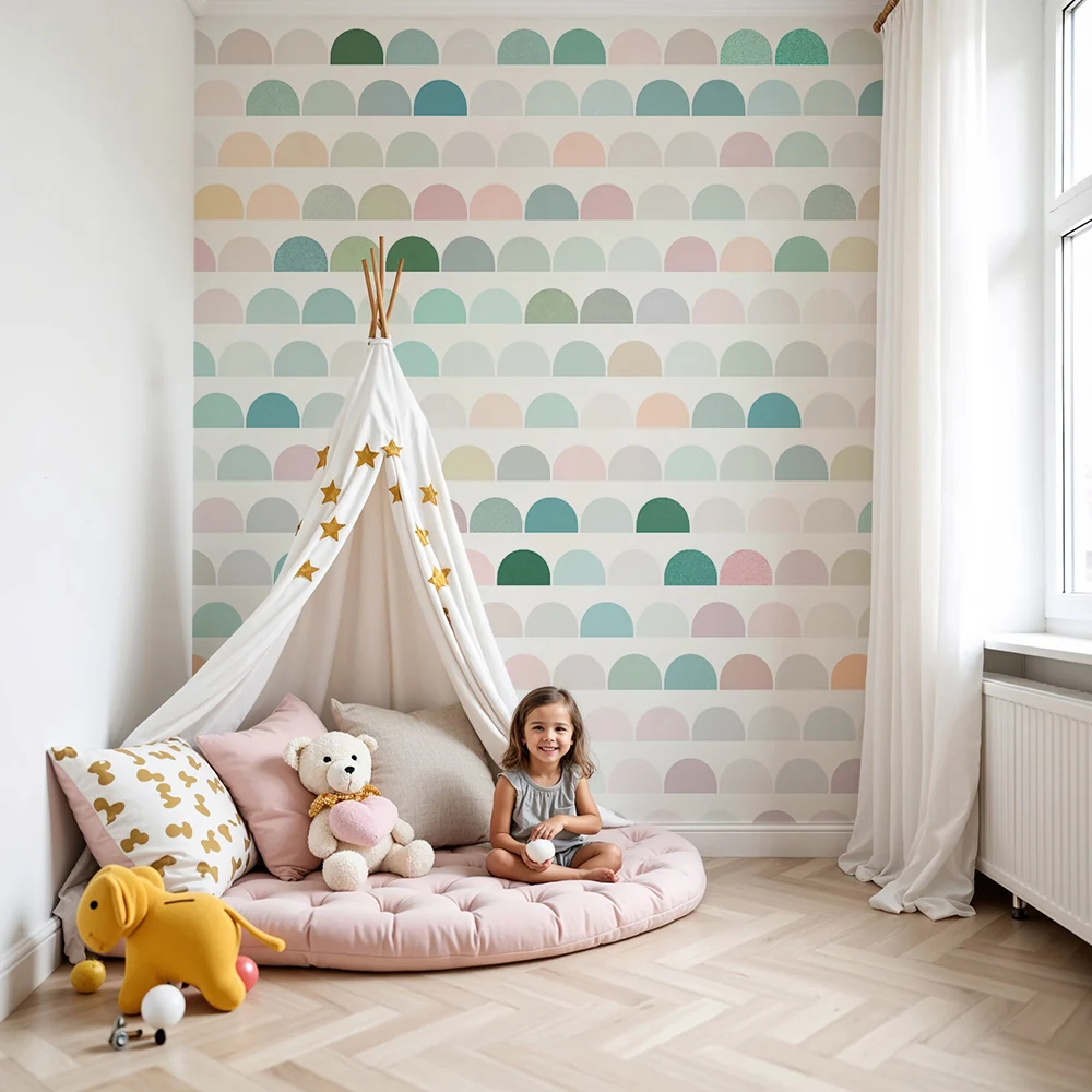 Papel de parede quarto bebê | Meia-lua pastel