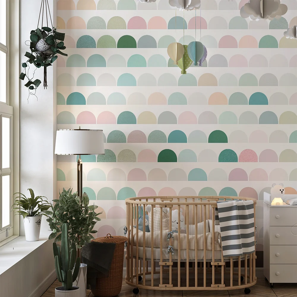 Papel de parede quarto bebê | Meia-lua pastel