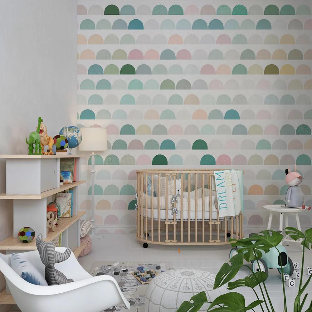 Papel de parede quarto bebê | Meia-lua pastel