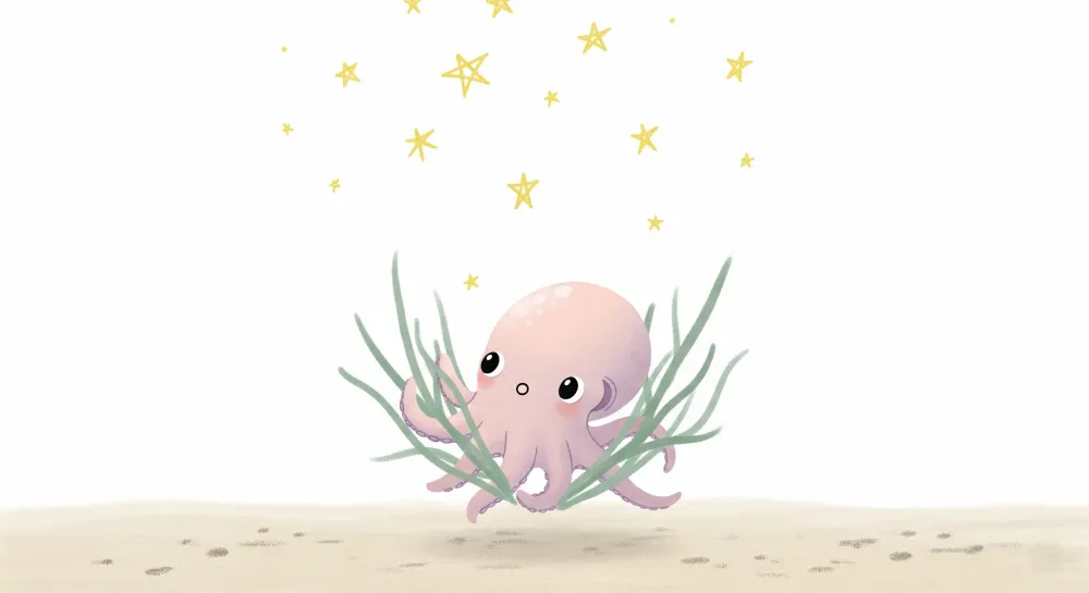 Papel de parede quarto bebê | Pequeno polvo e estrelas brilhantes