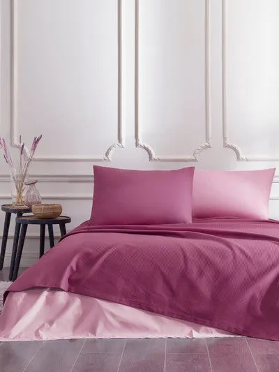 Двоен спален комплект «Pembe Colourist» с пике, 4 части, ранфорс