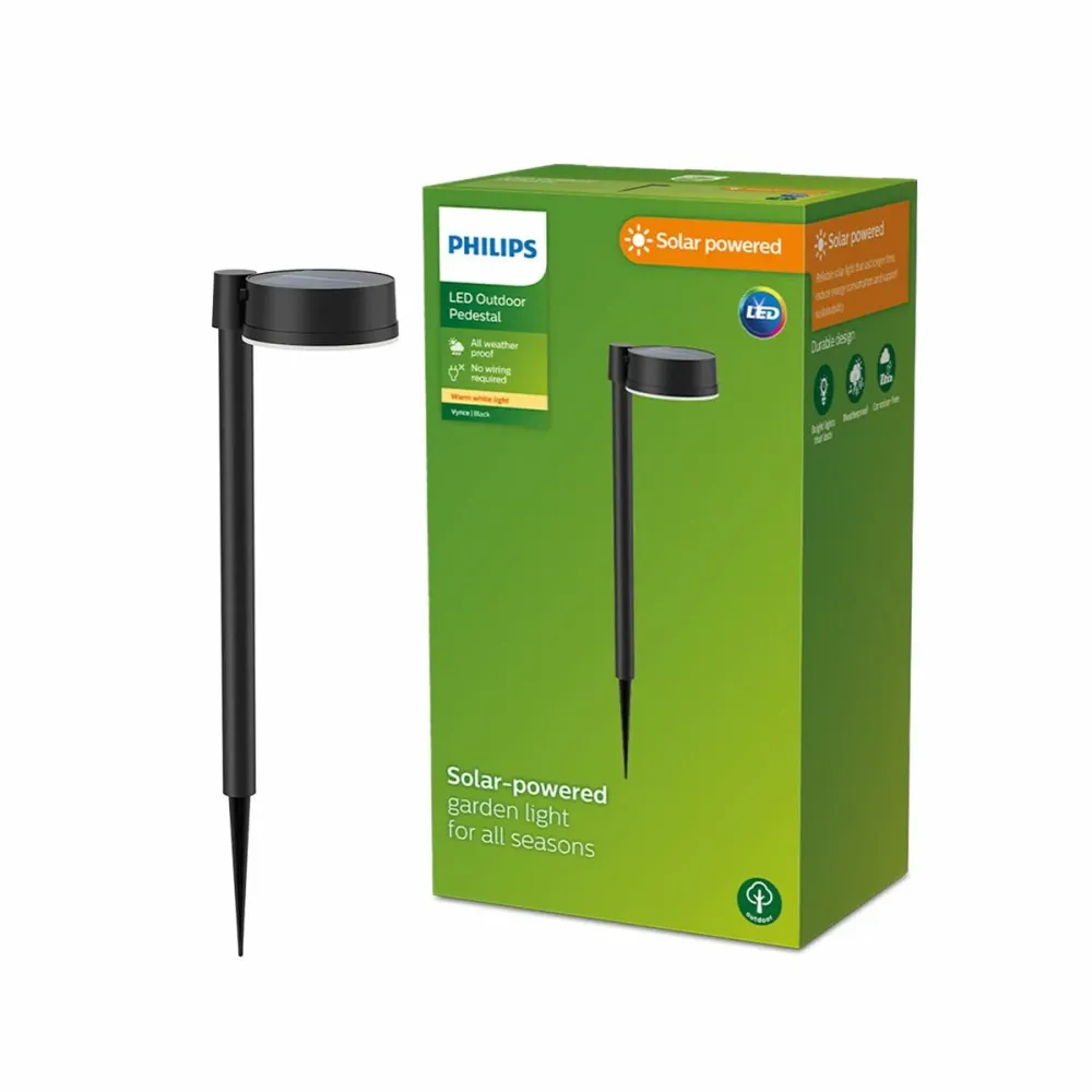 Соларен градински кол Philips Vynce 1,5 W 11,2 x 14,2 x 54 cm Черен Пластмаса Кръгъл (2700 K) (Топло Бяло) (1 броя)