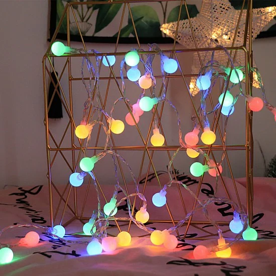 Коледни лампички топки 20 мм. RGB IP44 3 метра, 20 LED топчера