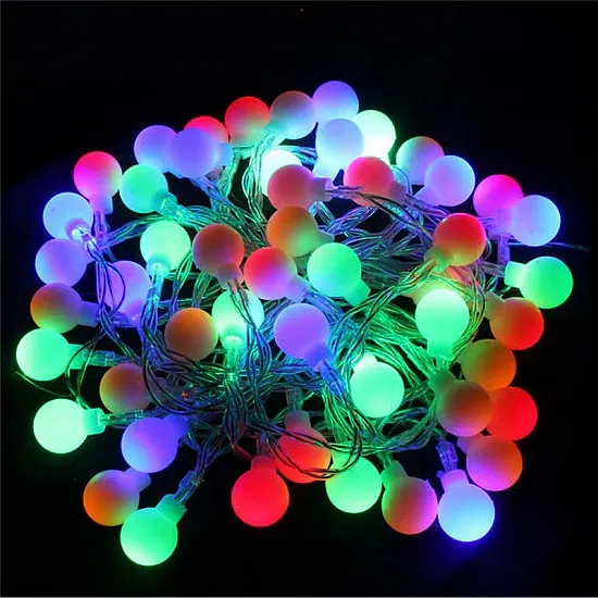 Коледни лампички топки 20 мм. RGB IP44 3 метра, 20 LED топчера