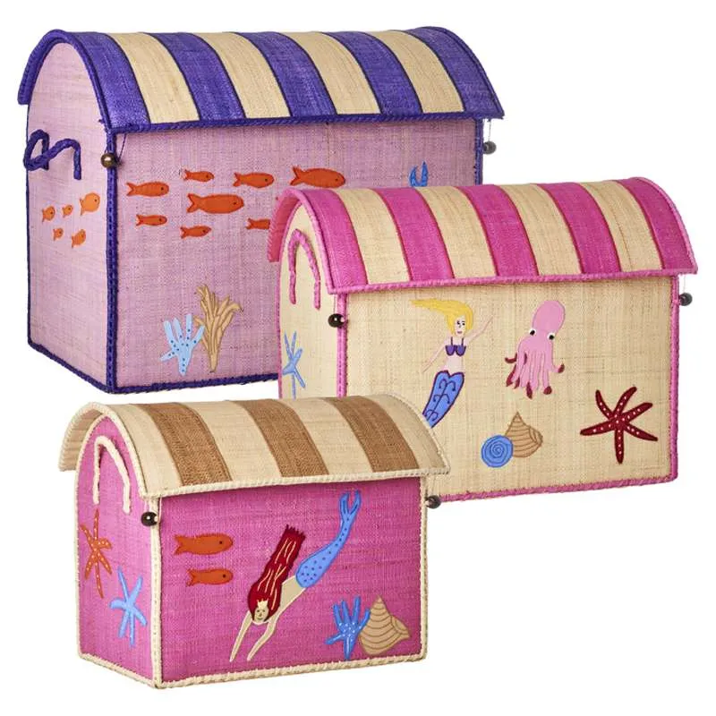 RICE Raffia Storage House - Mermaid - Large Closet & Pantry Organization