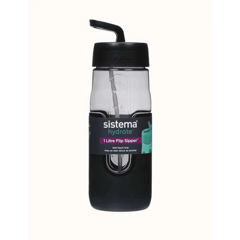Sistema Flip Sipper Bottle Питейна бутилка - 1L - Черен
