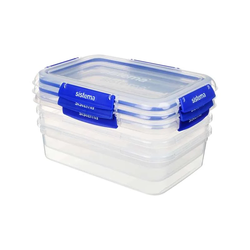 Sistema Съхранение на храна - Klip It Plus - Правоъгълник - 3-Pack - 2.2L - Син