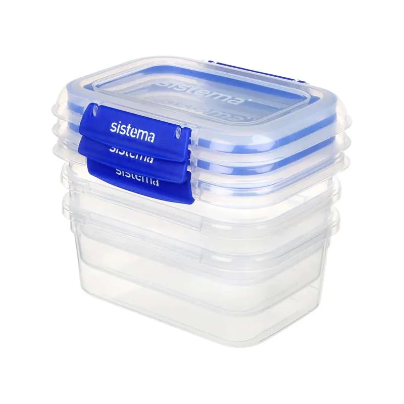 Sistema Съхранение на храна - Klip It Plus - Правоъгълник - 3-Pack - 1L - Син