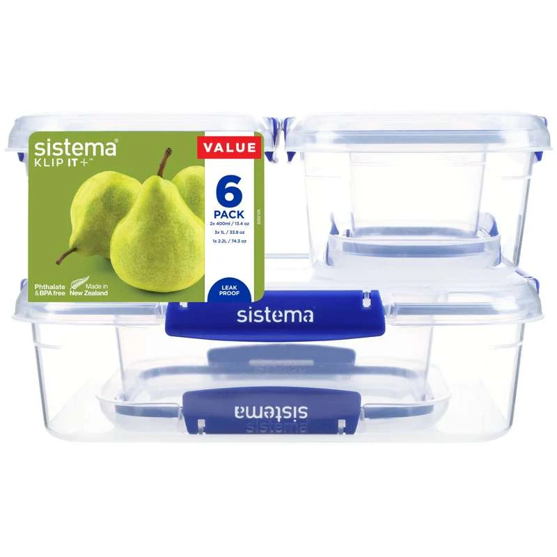 Sistema Съхранение на храна - Klip It Plus - Essentials - 6-Pack - Син