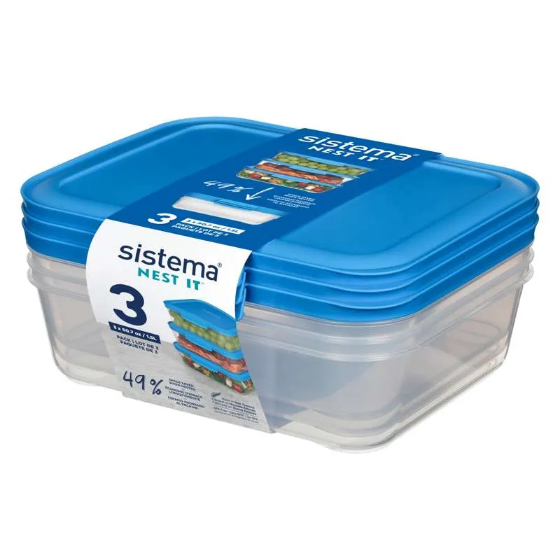 Sistema Съхранение на храна - Nest It - 3-Pack - 1.5L - Син