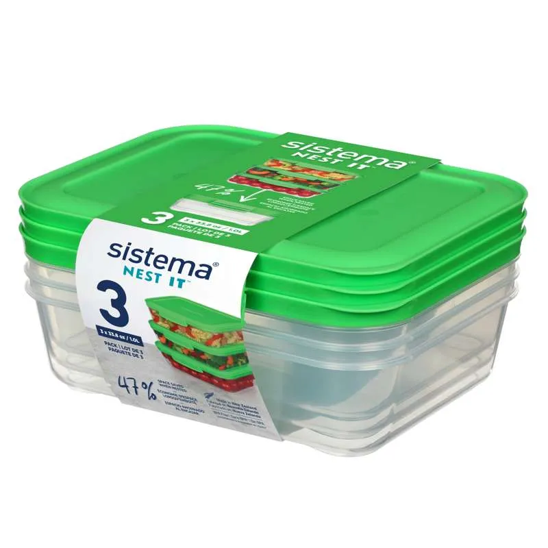 Sistema Съхранение на храна - Nest It - 3-Pack - 1L - Зелен