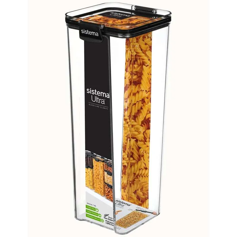 Sistema Съхранение на храна - Tritan Ultra - Квадратен - Голям - 1.9L - Черен