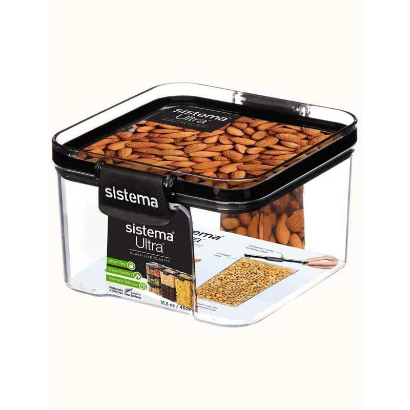 Sistema Съхранение на храна - Tritan Ultra - Квадратен - 460ml - Черен